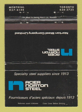 Matchbook Cover - Acier Norton Steel Montreal Toronto ON WEAR 40 Strike