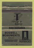 Matchbook Cover - Boswell Monuments Barnesville Bridgeport OH 40 Strike