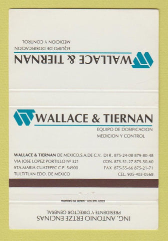 Matchbook Cover - Wallace & Tiernan Mexico Measuring Equipment 40 Strike