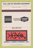 Matchbook Cover - James Dawes Welding Equipment Hobart 40 Strike