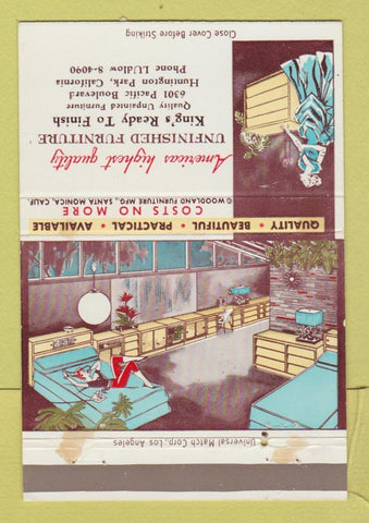 Matchbook Cover - King's Furniture Unpainted Huntington Park CA WEAR 40 Strike