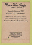 Matchbook Cover - Union Wire Ropes MG Ensinger Kansas City MO 40 Strike
