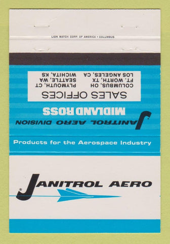 Matchbook Cover - Janitrol Aero Midland Ross Columbus OH Seattle WA 40 Strike
