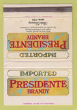 Matchbook Cover - Presidente Brandy Mexico WEAR 40 Strike