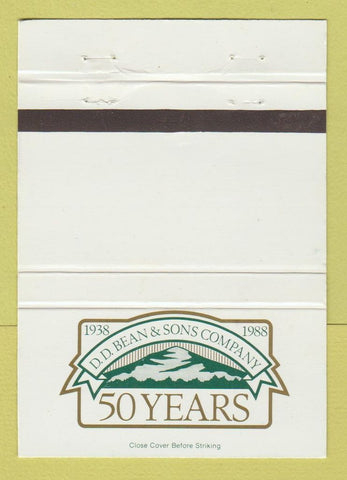 Matchbook Cover - DD Bean Sons Company 1988 50th 40 Strike