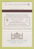 Matchbook Cover - Kensington Park Hotel London UK England 40 Strike