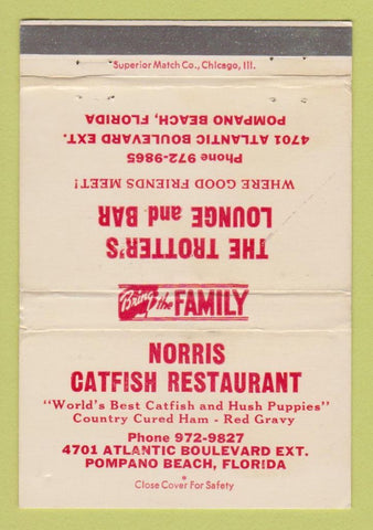 Matchbook Cover - Norris Catfish Restaurant Pompano Beach FL WEAR 40 Strike