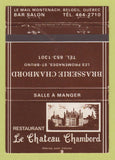 Matchbook Cover - Brasserie Chambord Beloeil QC WEAR 40 Strike