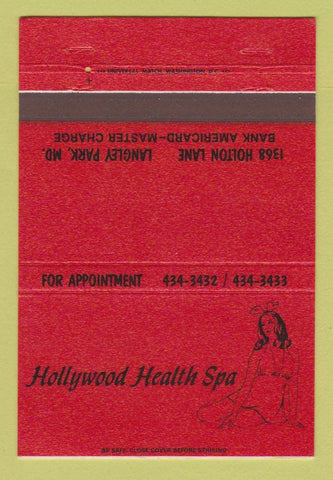 Matchbook Cover - Hollywood Health Spa girlie Langley Park MD 40 Strike