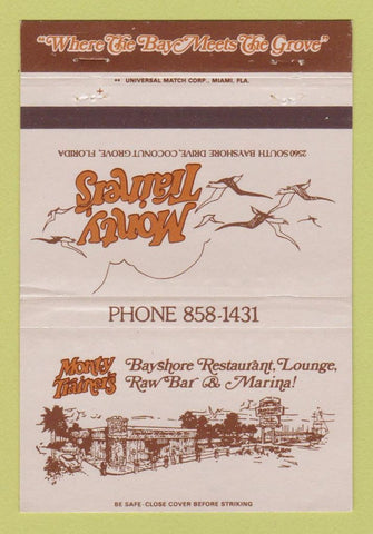 Matchbook Cover - Monty Trainer's Restaurant Coconut Grove FL 40 Strike
