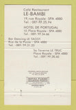 Matchbook Cover - Hotel De Portugal Cafe Le Bambi 40 Strike