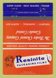 Matchbook Cover - Resinite Packaging Film Borden Chemical Canada WEAR 40 Strike