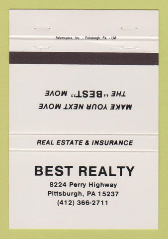 Matchbook Cover - Best Realty Pittsburgh PA 40 Strike