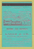 Matchbook Cover - Gallo Real Estate Insurance Philadelphia PA TEAL 40 Strike