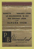 Matchbook Cover - PB Isherwood Real Estate West Chicago IL GOLD 40 Strike