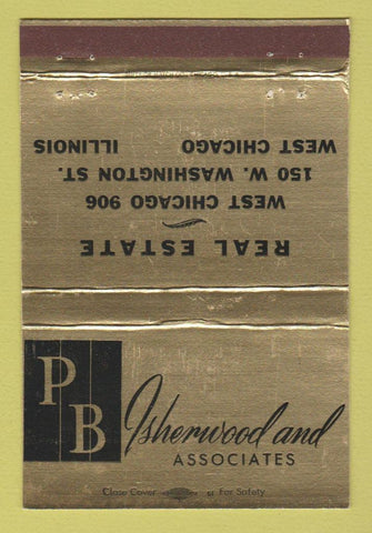 Matchbook Cover - PB Isherwood Real Estate West Chicago IL GOLD 40 Strike