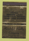 Matchbook Cover - Randolph Real Estate Ann Arbor MI WEAR GOLD 40 Strike