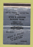 Matchbook Cover - Robert Prechtel Real Estate St Marys PA WEAR 40 Strike