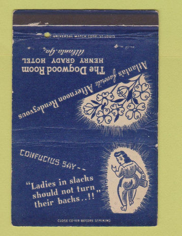 Matchbook Cover - Dogwood Room Henry Grady Hotel Atlanta GA girlie 40 Strike