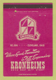 Matchbook Cover - Kronheims Furniture Cleveland OH WORN 40 Strike