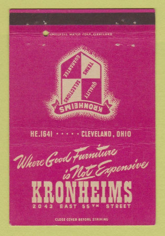 Matchbook Cover - Kronheims Furniture Cleveland OH WORN 40 Strike