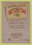 Matchbook Cover - Kroehler Furniture South Norwalk CT 40 Strike