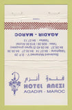 Matchbook Cover - Hotel Anezi Agadir Maroc Morocco  40 Strike
