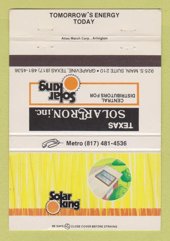 Matchbook Cover - Texas Solartron Solar Grapevine TX 40 Strike