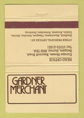 Matchbook Cover - Gardner Merchant Reigate Surrey UK 40 Strike