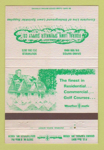 Matchbook Cover - Federal Lawn Sprinkler Grand Rapids Southfield MI 40 Strike