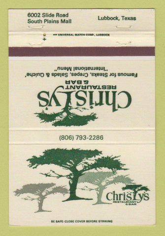 Matchbook Cover - Christy's Restaurant Bar Lubbock TX 40 Strike