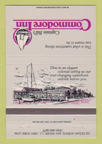 Matchbook Cover - Captain Bill's Commodore Inn Bay Shore LI NY 40 Strike