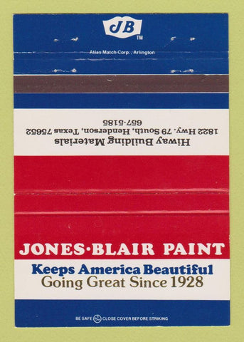 Matchbook Cover - Jones Blair Paint Henderson TX 40 Strike