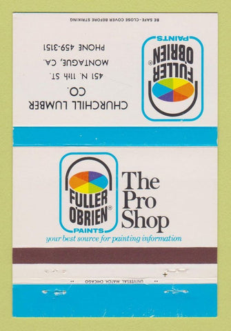 Matchbook Cover - Fuller O'Brien Paints Churchill Montague CA 40 Strike