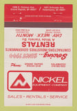 Matchbook Cover - Nickel Equipment Grand Rapids Kalamazoo MI 40 Strike