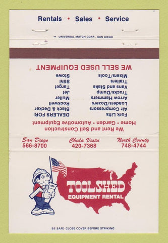 Matchbook Cover - Tool Shed Equipment Rental San Diego Chula Vista CA 40 Strike