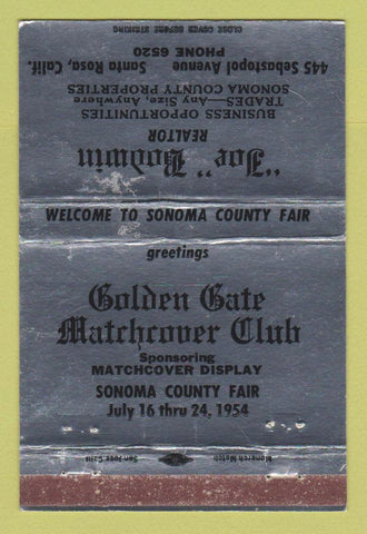 Matchbook Cover - Joe Bodwin Real Estate Santa Rosa CA SILVER WEAR 40 Strike