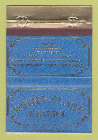 Matchbook Cover - John B Clark Real Estate Springfield IL Petersburg 40 Strike