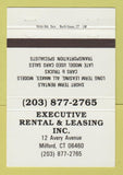 Matchbook Cover - Executive Reantal Leasing Cars Milford CT 40 Strike