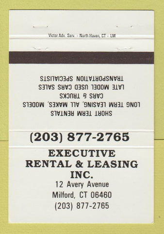 Matchbook Cover - Executive Reantal Leasing Cars Milford CT 40 Strike