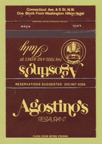 Matchbook Cover - Agostino's Restaurant Washington DC 40 Strike