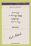 Matchbook Cover - Earl Kubach Funeral Home Snyder WEAR 40 Strike