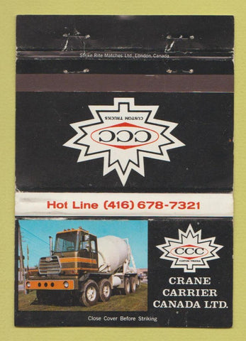 Matchbook Cover - Crane Carrier Trucks Rexdale ON WEAR 40 Strike
