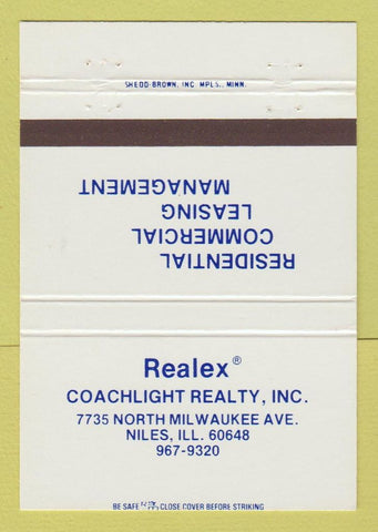 Matchbook Cover - Realex Coachlight Real Estate Niles IL 40 Strike