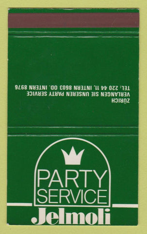 Matchbook Cover - Party Service Jelmoli Cardinal Zurich Switzerland 40 Strike