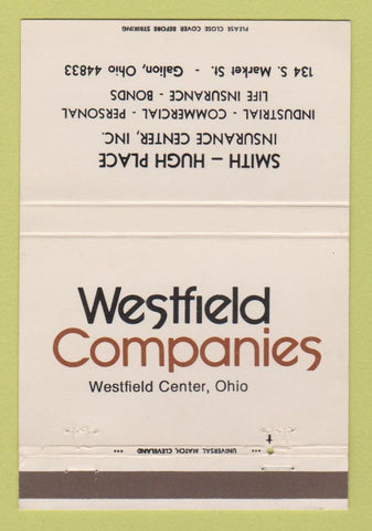 Matchbook Cover - Westfield Smith Hugh Place Insurance Galion OH 40 Strike