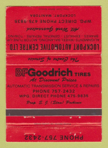 Matchbook Cover - BF Goodrich Tires Lockport Auto Centre MB WEAR RED 40 Strike