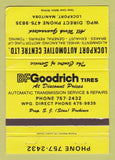 Matchbook Cover BF Goodrich Tires Lockport Auto Centre MB WEAR YELLOW 40 Strike