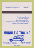 Matchbook Cover - Mundle's Towing 40 Strike