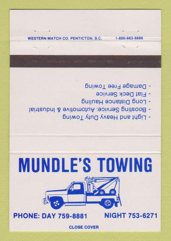 Matchbook Cover - Mundle's Towing 40 Strike